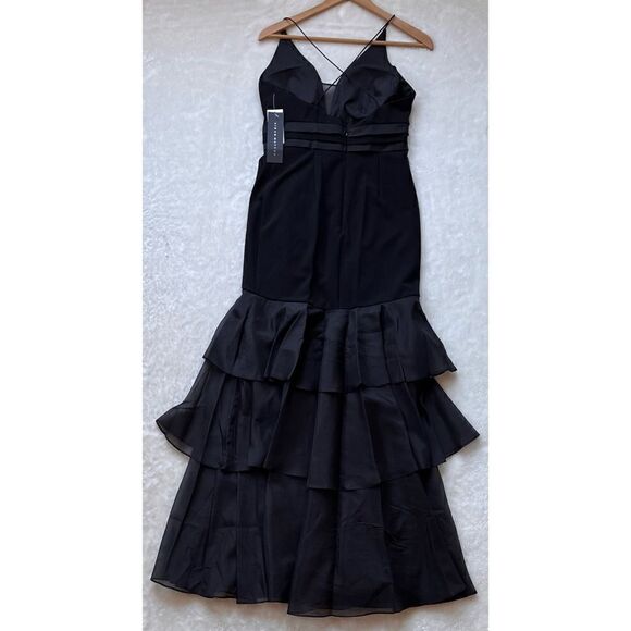 NWT Aidan Mattox Halter Tiered Cascade Ruffle Trumpet Chiffon Mermaid Long Gown - Picture 16 of 16